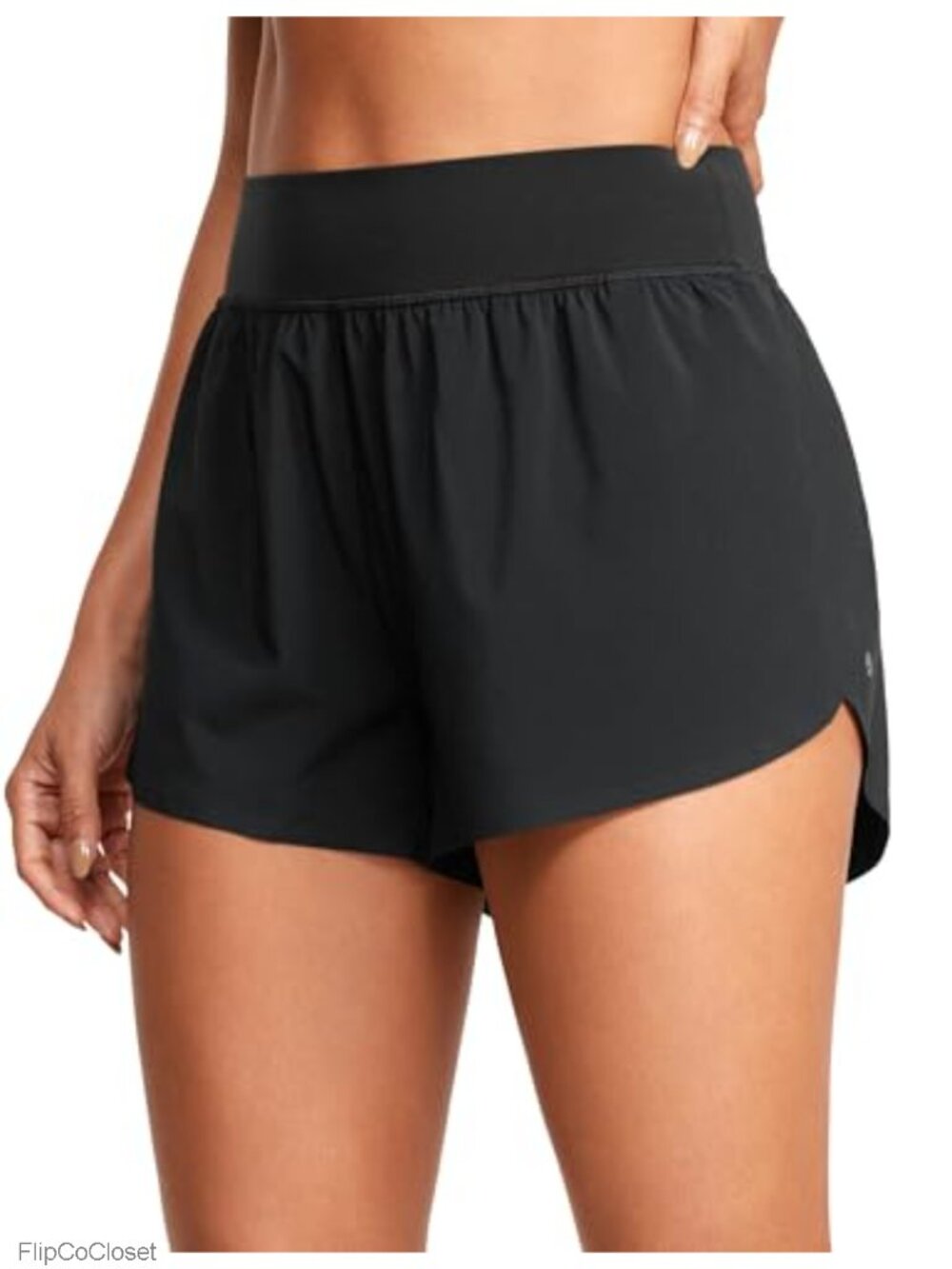 High Waisted Split Running Shorts 3 Inch Quick Dry with Mesh Liner